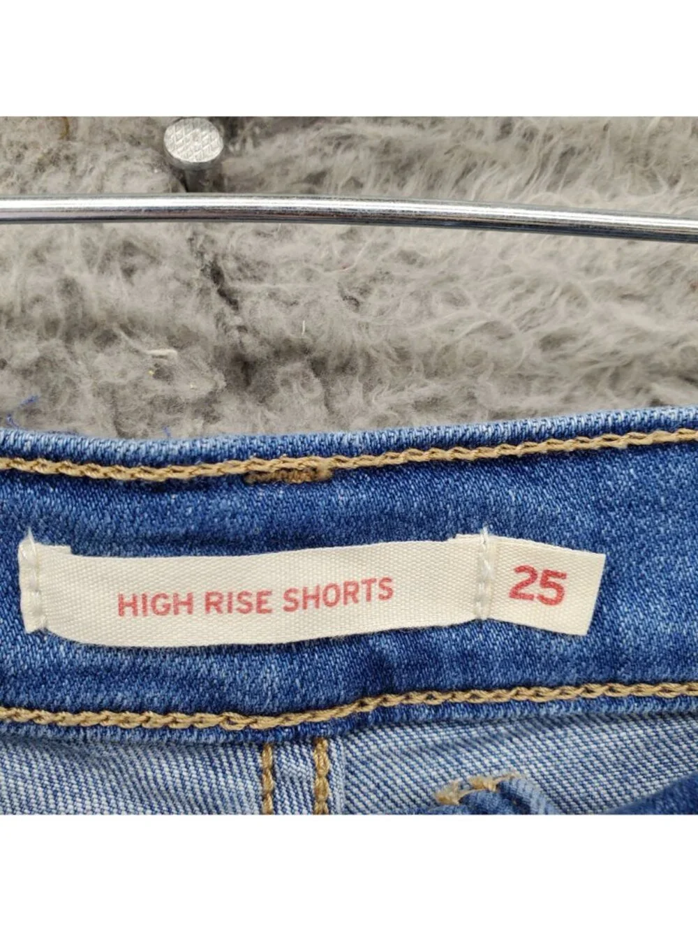 Levis Shorts Womens 25 Blue High Rise Cutoff Stretch Denim Jorts